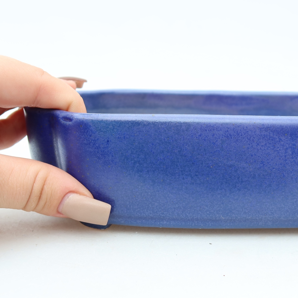 Vaso da bonsai in ceramica 18,5 x 13 x 5 cm, colore blu