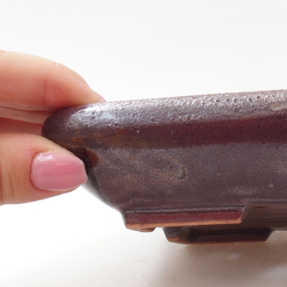 Ciotola bonsai in ceramica 17 x 13,5 x 3,5 cm, colore metallo