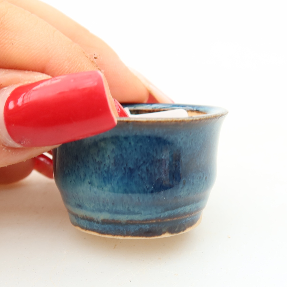 Vaso da bonsai in ceramica 3,5 x 3,5 x 2,5 cm, colore blu