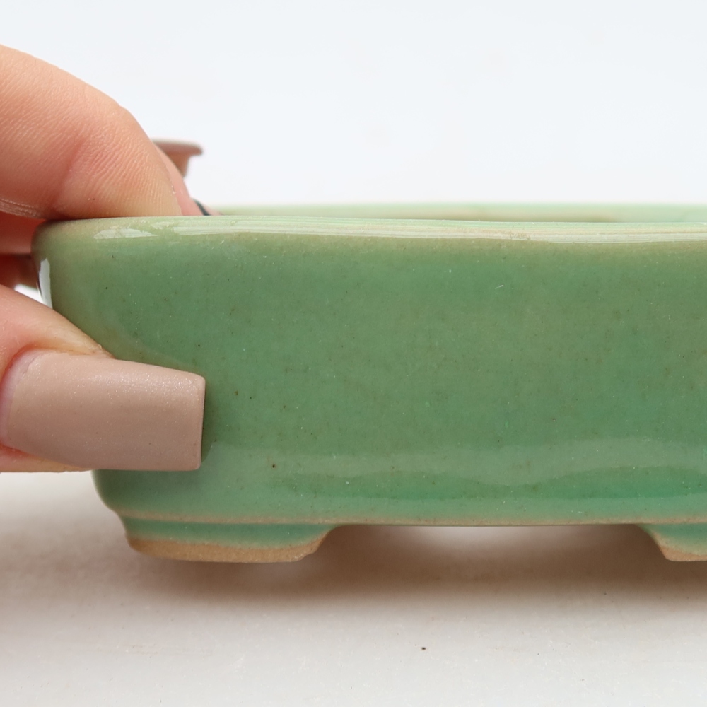 Vaso da bonsai in ceramica 10 x 8 x 3,5 cm, colore verde