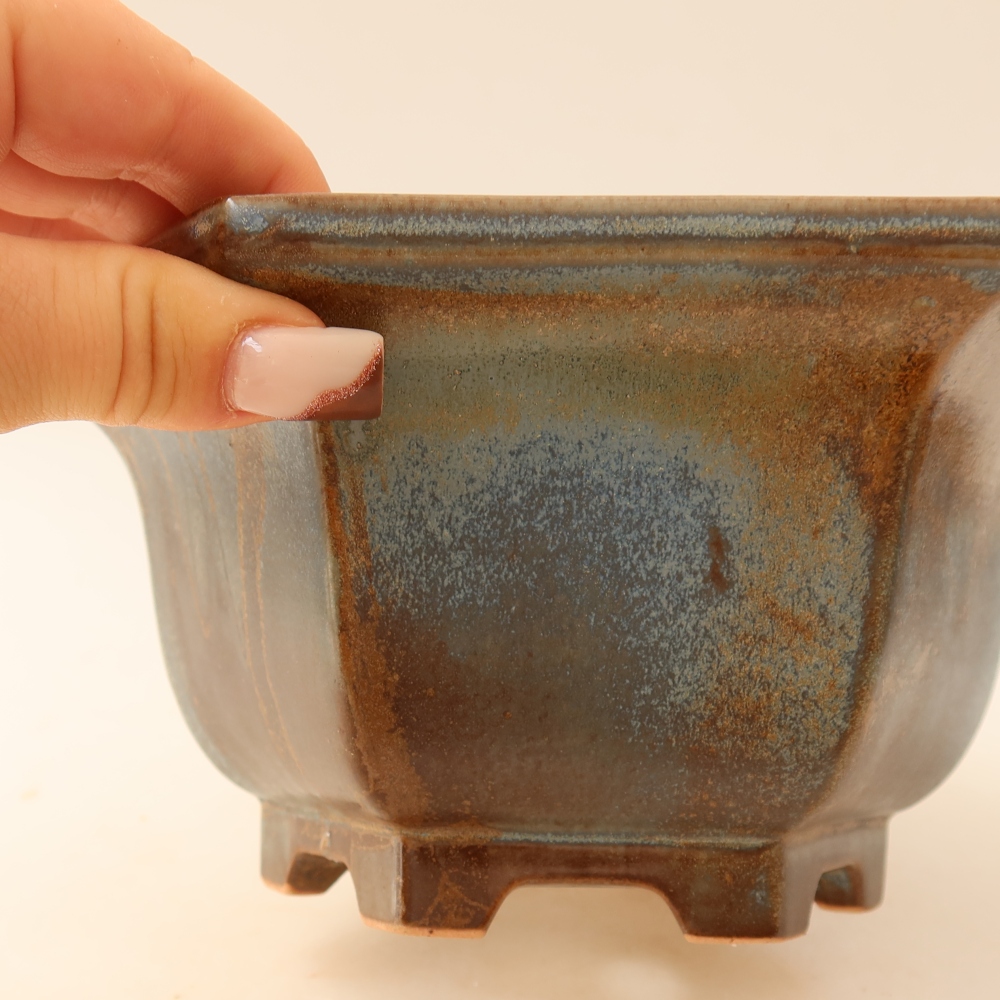 Ciotola per bonsai in ceramica 18,5 x 16,5 x 9 cm, marrone