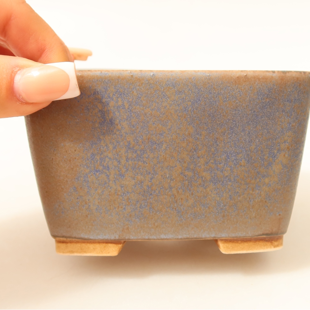 Vaso da bonsai in ceramica 10,5 x 10,5 x 7 cm, colore blu