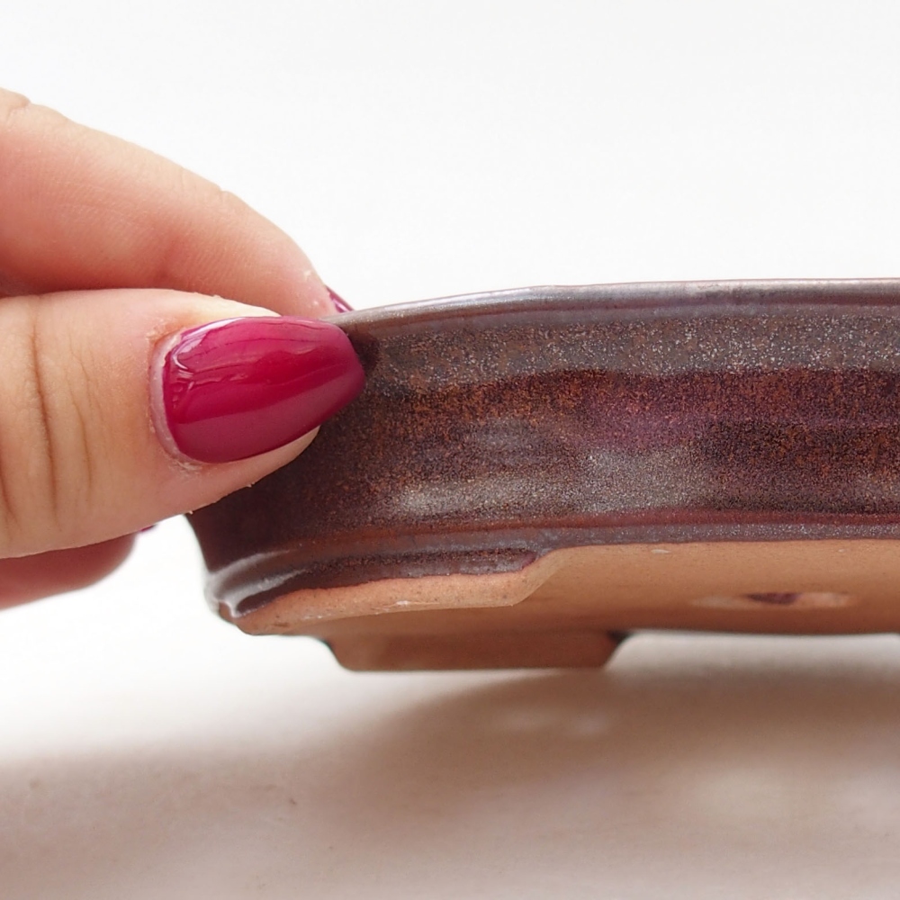 Ciotola per bonsai in ceramica 12,5 x 10,5 x 2 cm, marrone