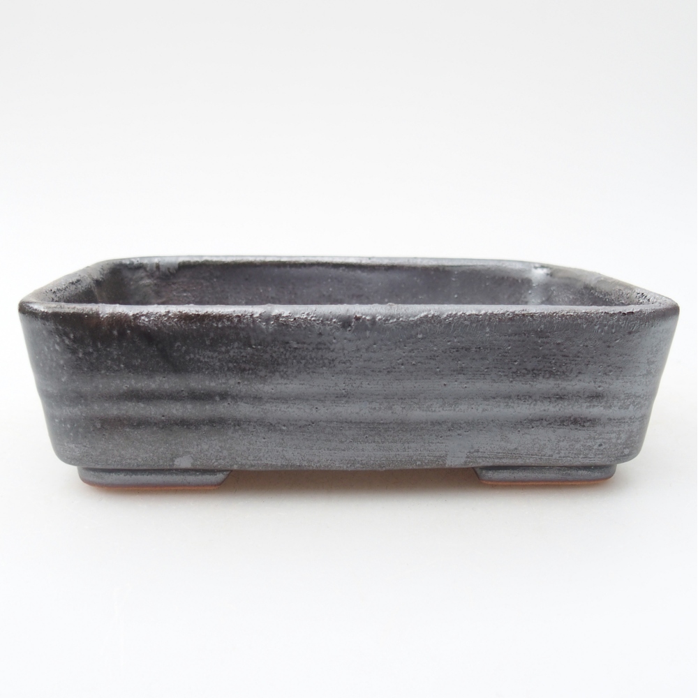 Ciotola bonsai in ceramica 14,5 x 10,5 x 4,5 cm, colore metallo