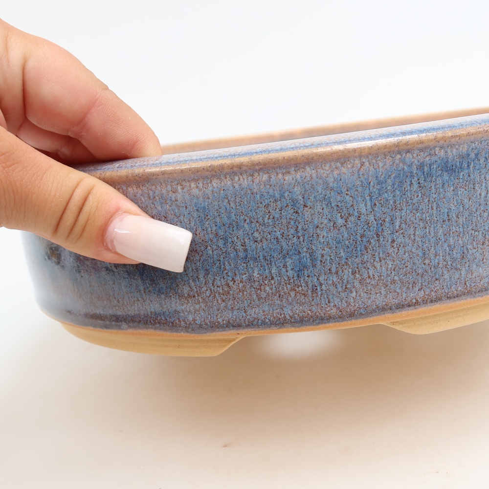 Vaso da bonsai in ceramica 22,5 x 22,5 x 5,5 cm, colore blu