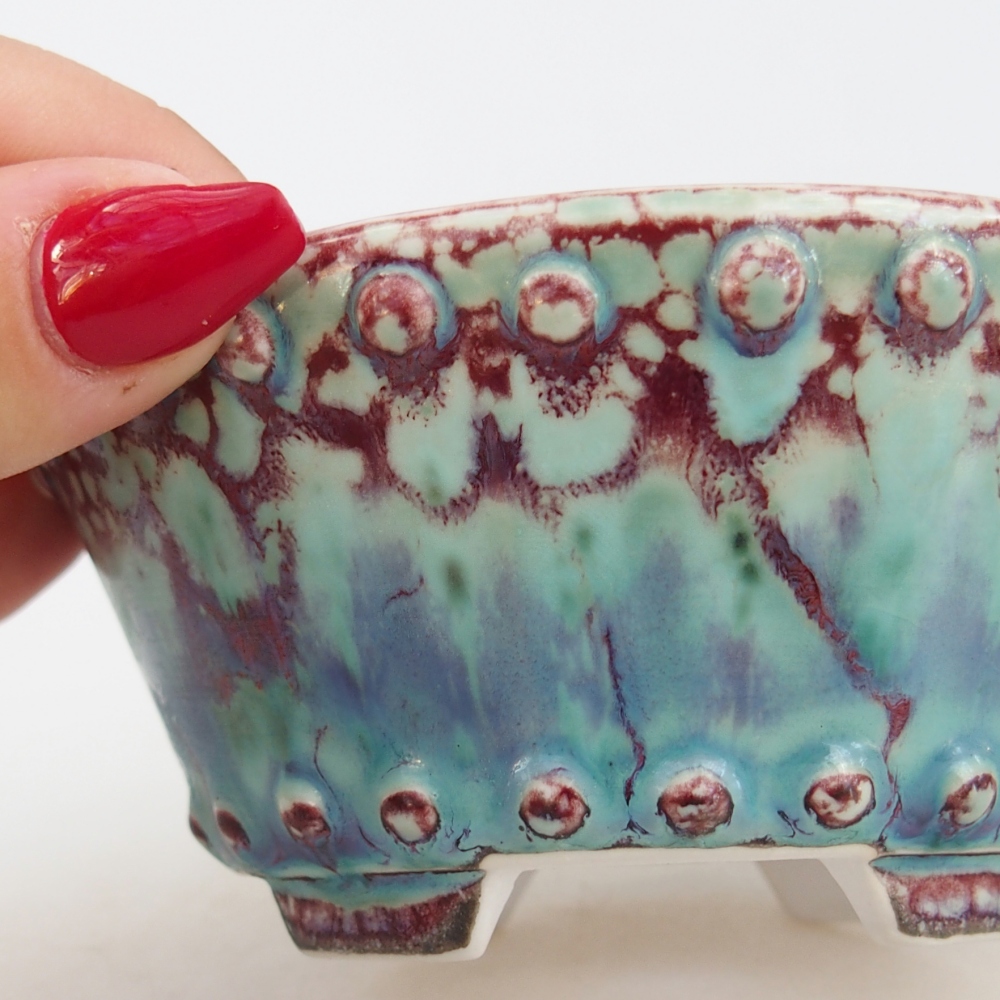 Ciotola per bonsai in ceramica 10,5 x 10,5 x 5 cm, verde