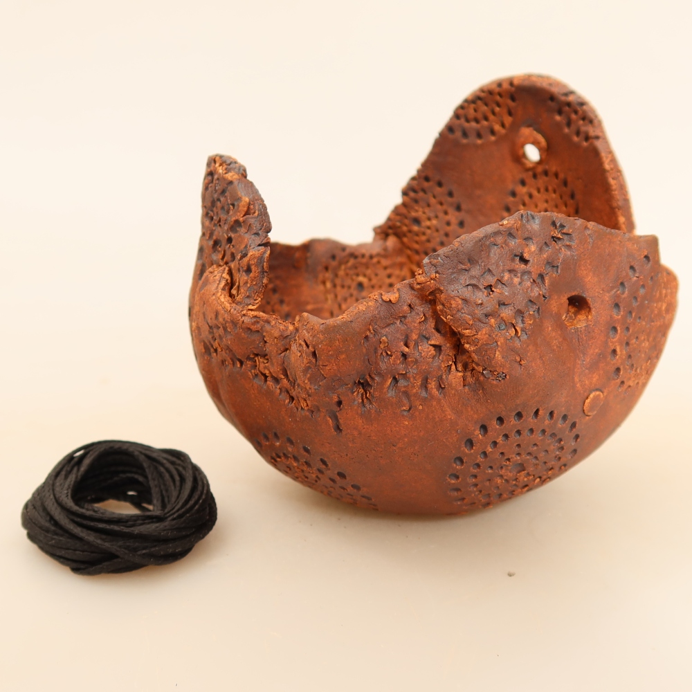 Contenitore in ceramica per Kokedama 10 x 9 x 9 cm, colore marrone