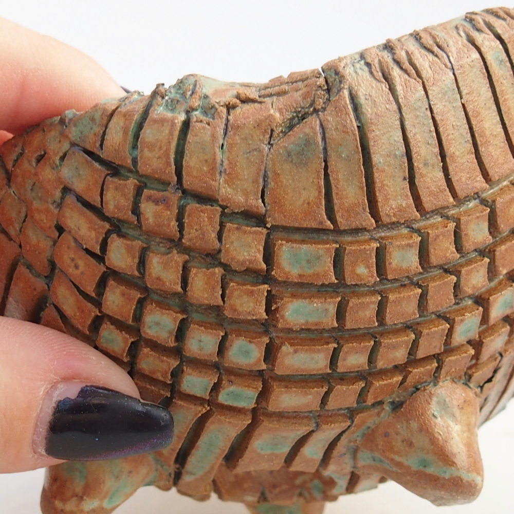 Conchiglia in ceramica 10 x 9,5 x 7,5 cm , colore marrone-verde