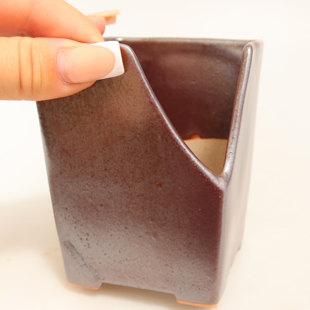 Vaso da bonsai in ceramica 8 x 8 x 10 cm, colore metallizzato