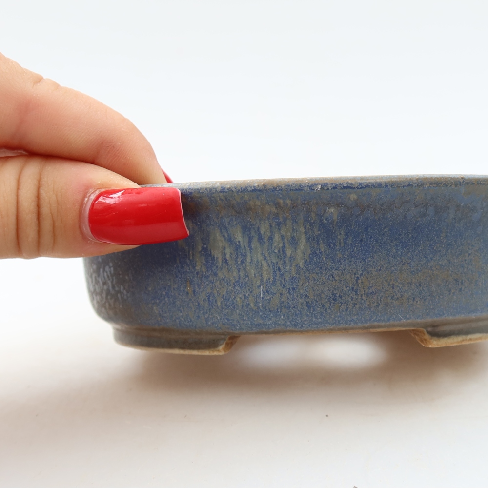 Vaso da bonsai in ceramica 12,5 x 11,5 x 3,5 cm, colore blu