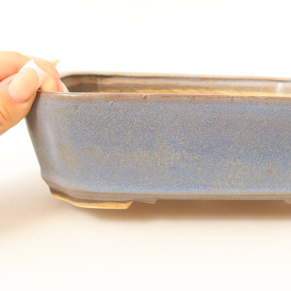 Vaso da bonsai in ceramica 21,5 x 18 x 6 cm, colore blu
