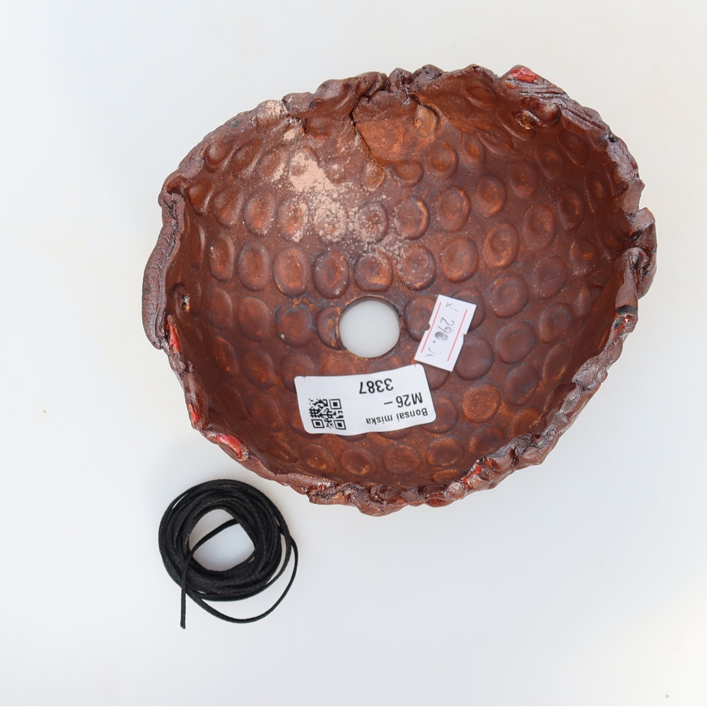 Contenitore in ceramica per Kokedama 13 x 12 x 7,5 cm, colore marrone