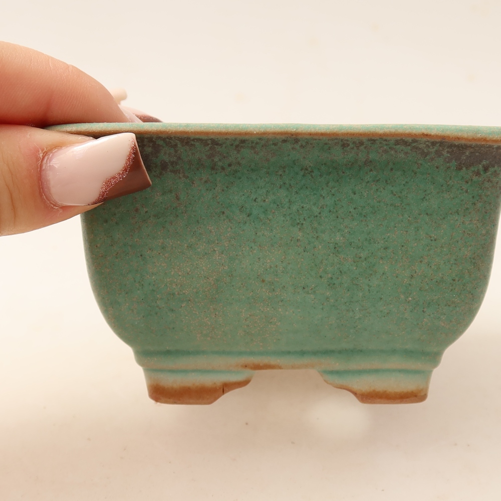 Vaso da bonsai in ceramica 9,5 x 9,5 x 5,5 cm, colore verde