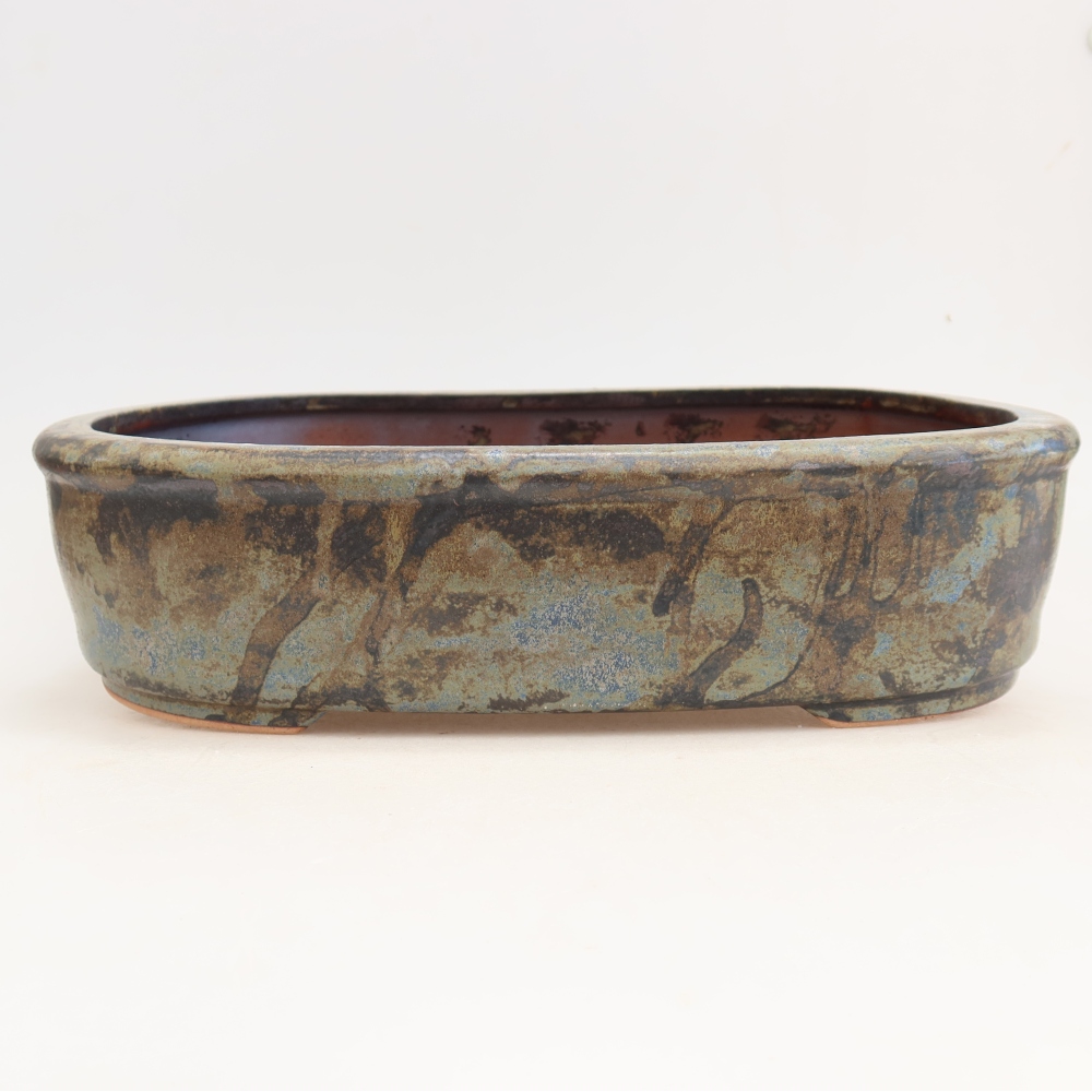 Vaso da bonsai in ceramica 31,5 x 24 x 8 cm, colore marrone-blu