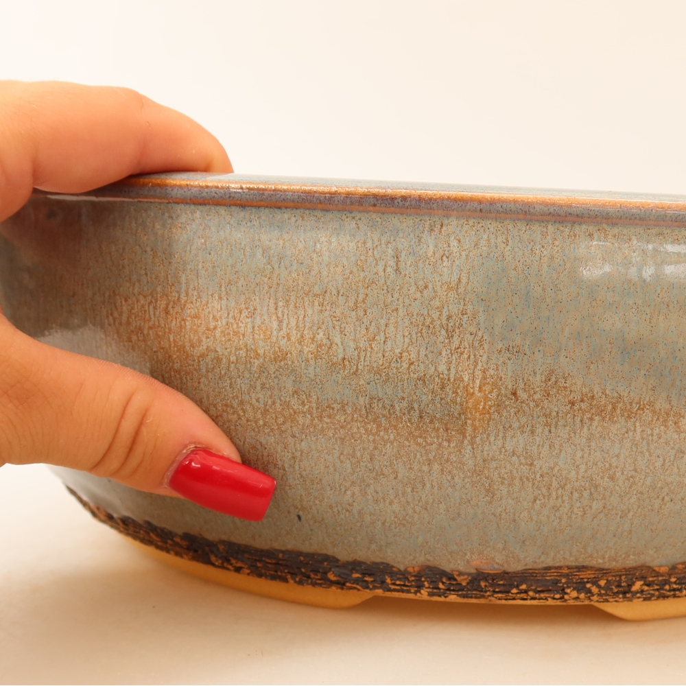 Vaso in ceramica per bonsai 28 x 28 x 9 cm, colore grigio