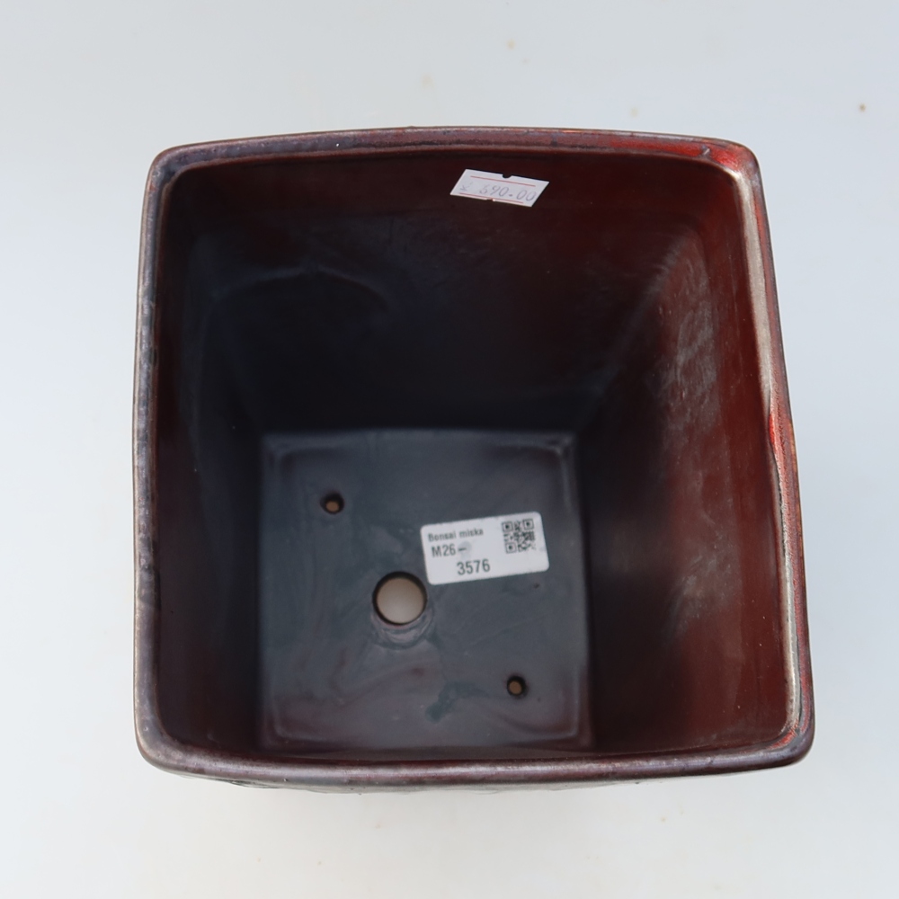Ciotola bonsai in ceramica 15 x 15 x 19,5 cm, colore metallo