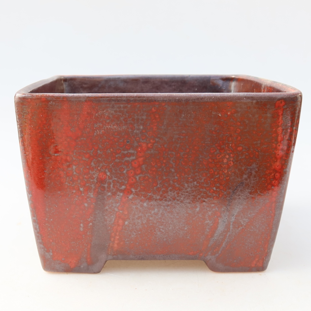 Vaso da bonsai in ceramica 15,5 x 15,5 x 11 cm, colore rosso