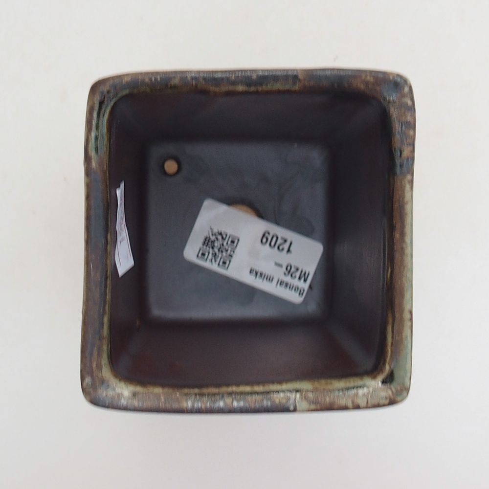 Ciotola bonsai in ceramica 7 x 7 x 9,5 cm, colore blu-marrone
