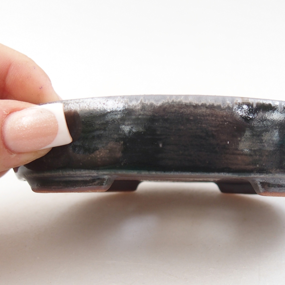 Ciotola per bonsai in ceramica 12 x 9,5 x 2,5 cm, nero