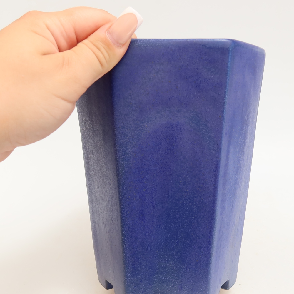 Vaso da bonsai in ceramica 13 x 12 x 17 cm, colore blu