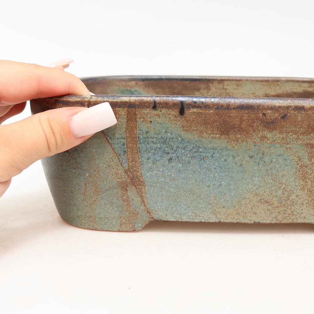 Vaso da bonsai in ceramica 23 x 17,5 x 7,5 cm, colore blu-marrone