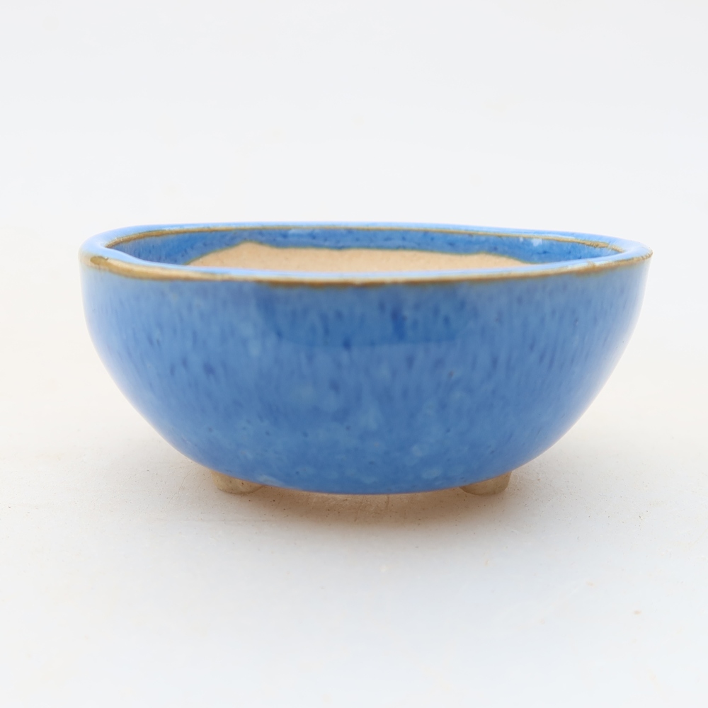 Vaso da bonsai in ceramica 6 x 6 x 3 cm, colore blu