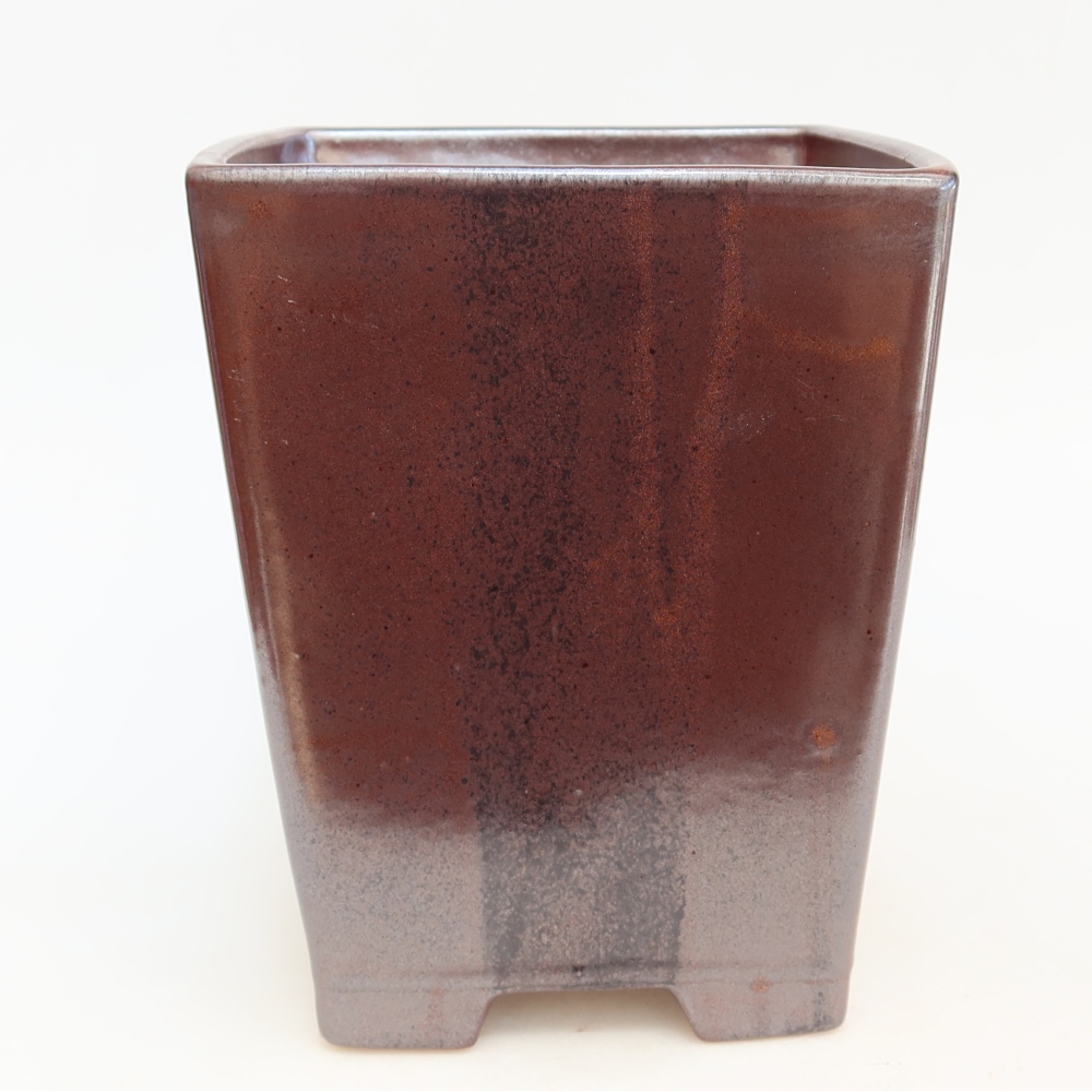 Vaso da bonsai in ceramica 15,5 x 15,5 x 19 cm, colore marrone