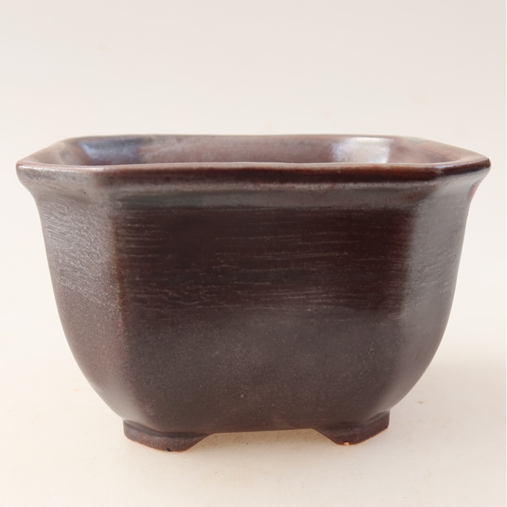 Vaso da bonsai in ceramica 10 x 10 x 6,5 cm, colore marrone