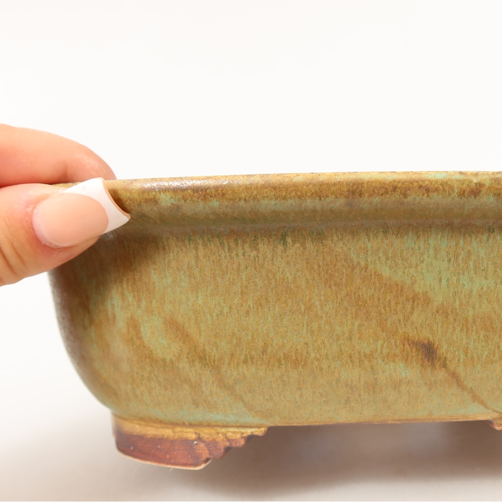 Vaso da bonsai in ceramica 20,5 x 16,5 x 7 cm, colore verde