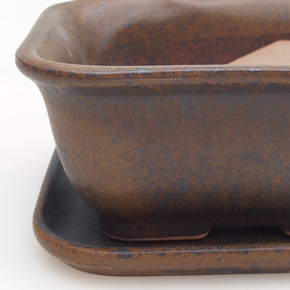 Ciotola bonsai + piattino H11 - 11,5 x 10 x 4 cm - verde