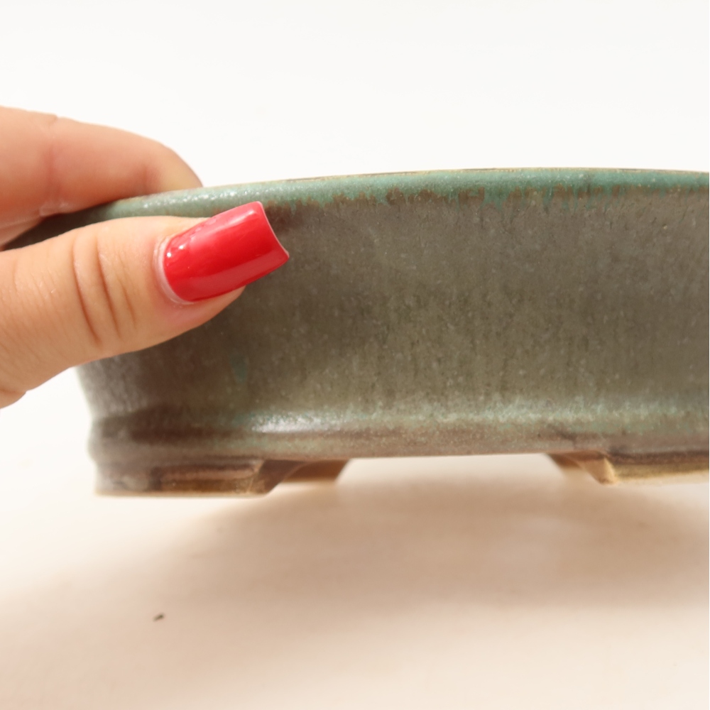 Vaso da bonsai in ceramica 17,5 x 16,5 x 4,5 cm, colore verde