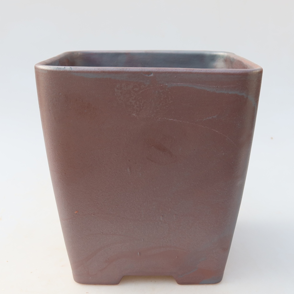 Ciotola bonsai in ceramica 13,5 x 13,5 x 15 cm, colore metallo