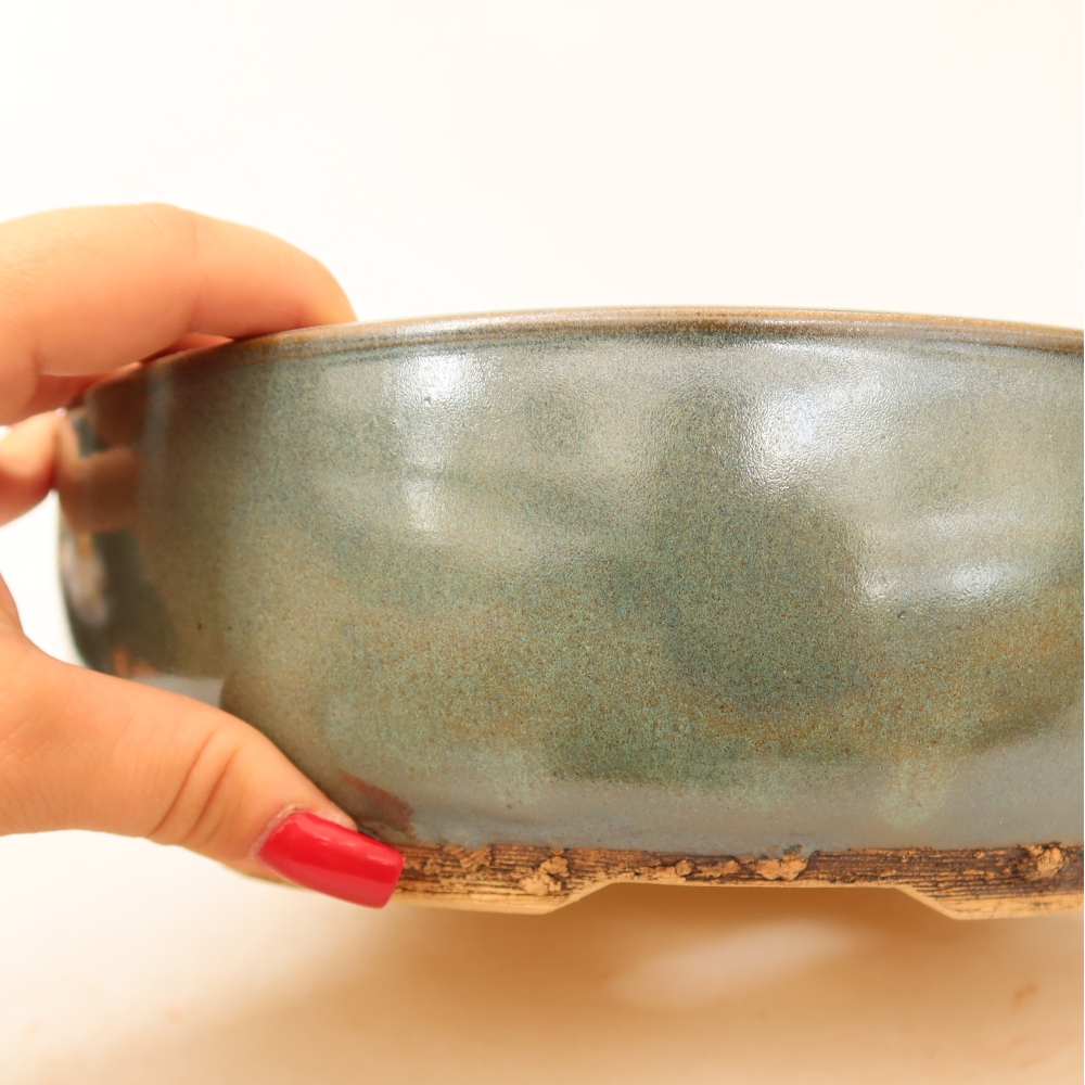 Vaso da bonsai in ceramica 25 x 25 x 7,5 cm, colore verde