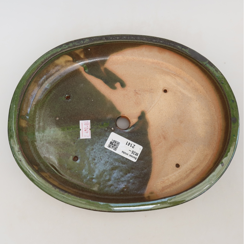 Ciotola per bonsai in ceramica 24,5 x 20 x 4 cm, verde