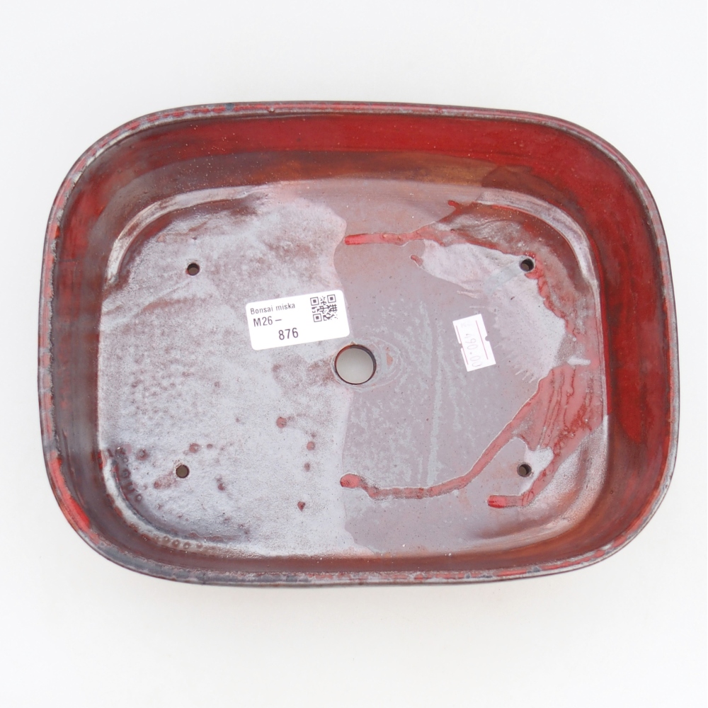 Ciotola per bonsai in ceramica 23 x 18 x 5,5 cm, colore rosso