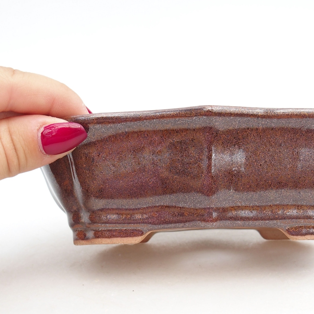 Ciotola per bonsai in ceramica 15,5 x 11,5 x 4,5 cm, marrone