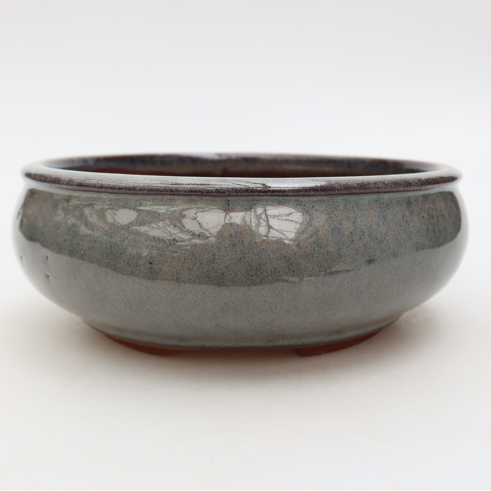 Vaso per bonsai in ceramica 15 x 15 x 6 cm, colore grigio