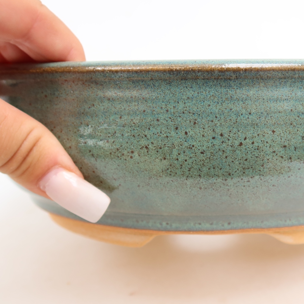 Vaso da bonsai in ceramica 21,5 x 21,5 x 7 cm, colore verde