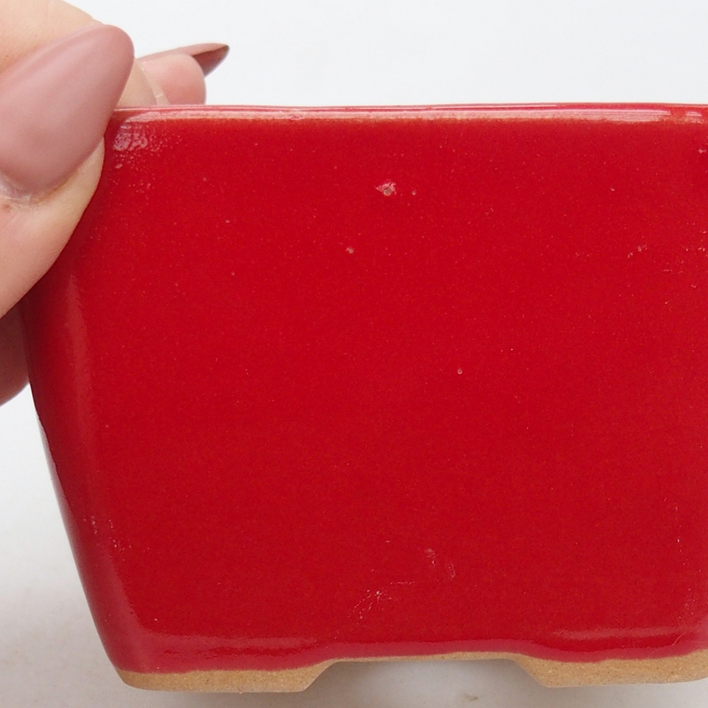 Ciotola per bonsai in ceramica 8,5 x 8,5 x 6 cm, colore rosso