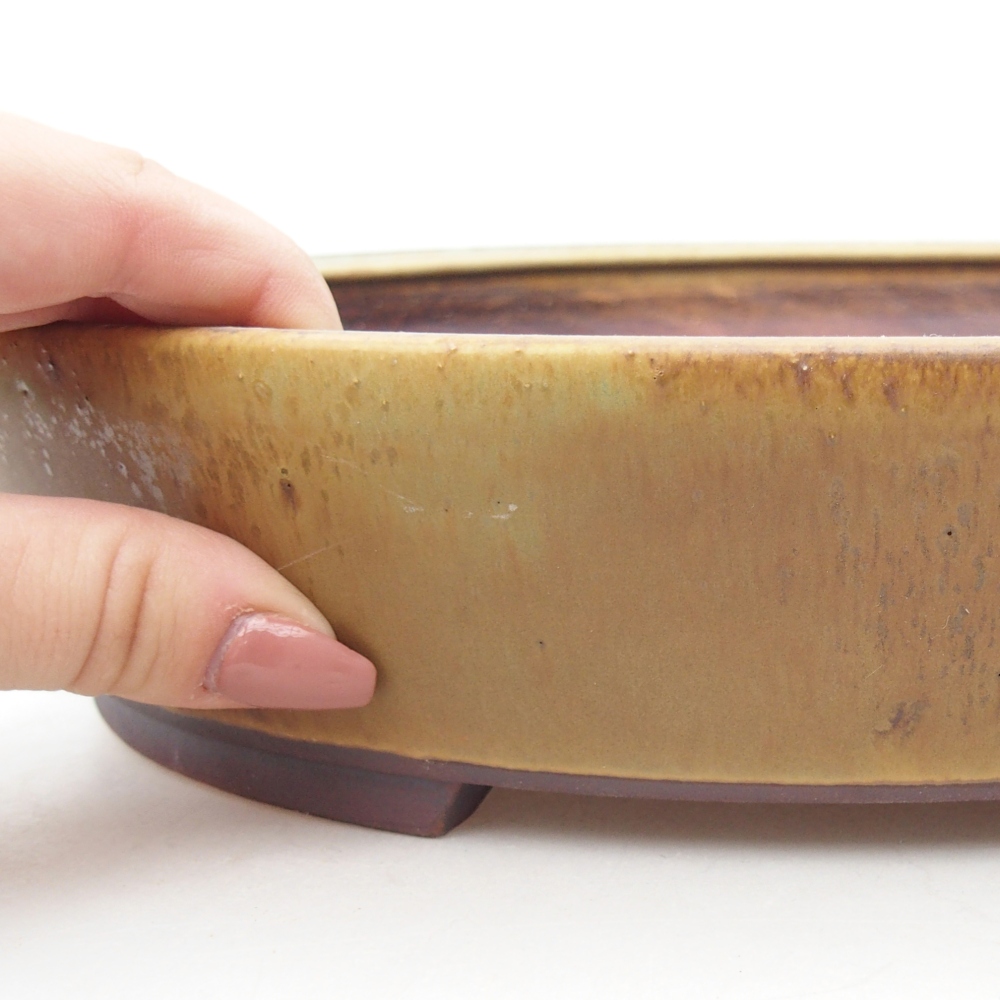 Ciotola per bonsai in ceramica 28 x 24,5 x 6 cm, verde