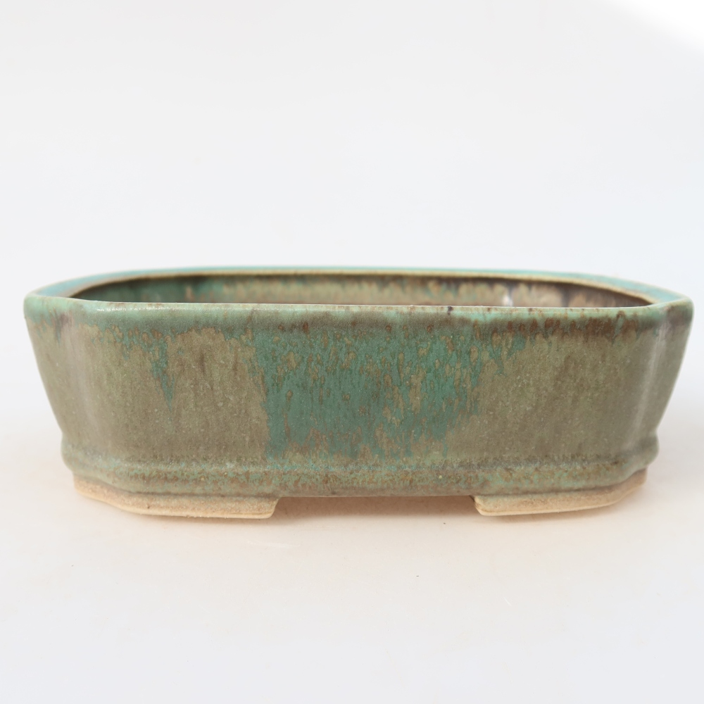 Ciotola per bonsai in ceramica 17,5 x 14,5 x 5 cm, verde