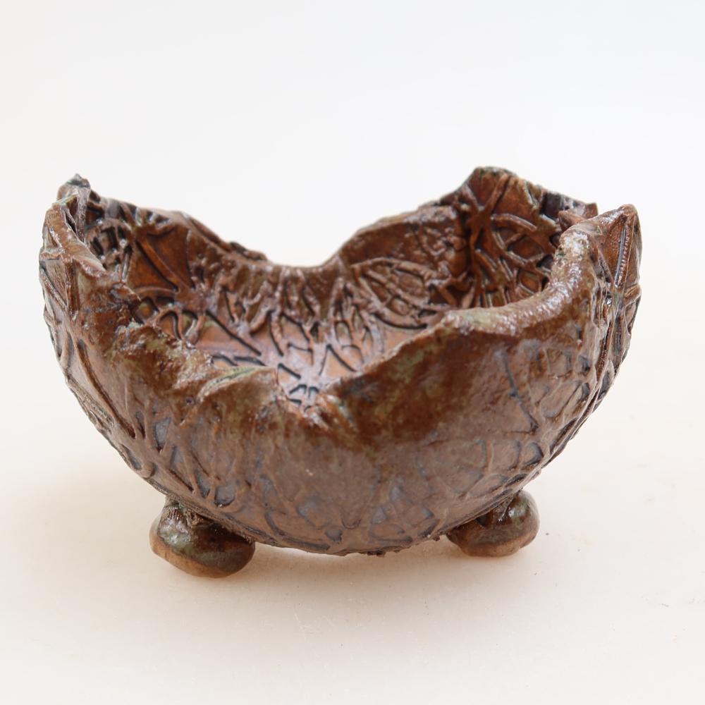 Guscio in ceramica  8,5 x 8,5 x 6 cm, colore verde-marrone