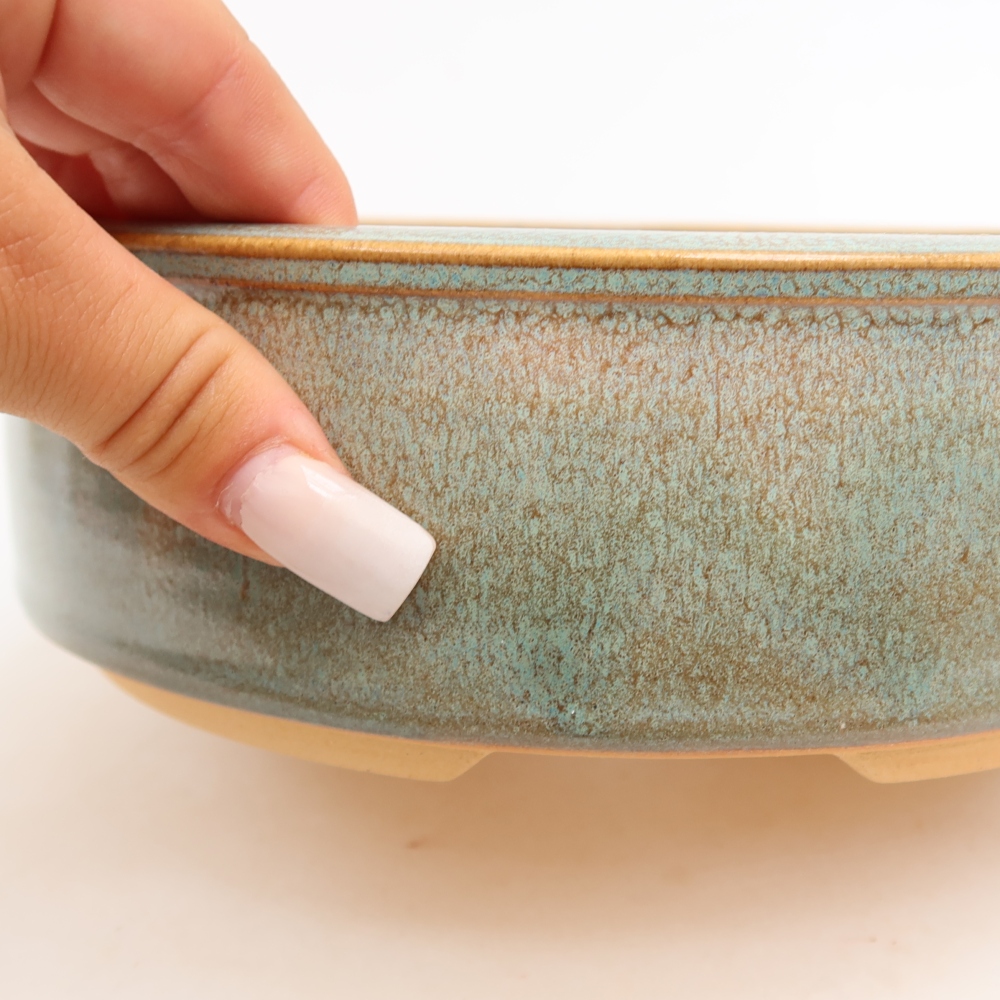 Vaso da bonsai in ceramica 21 x 21 x 6,5 cm, colore verde