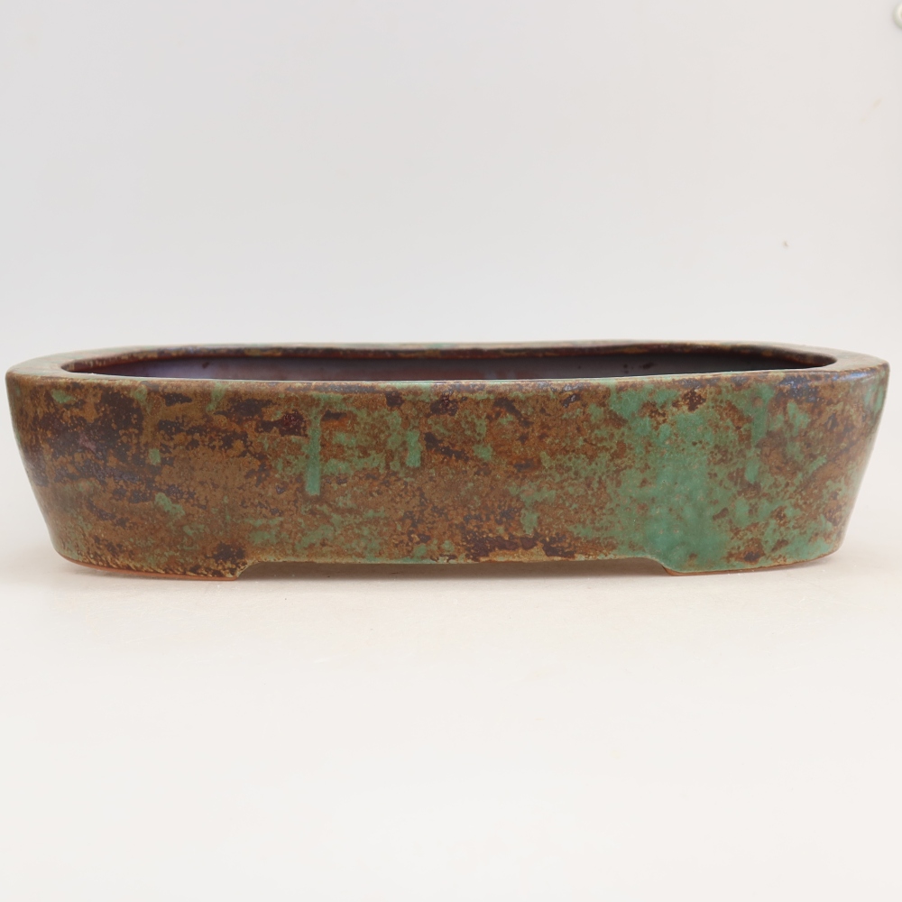 Ciotola per bonsai in ceramica 32 x 24,5 x 6,5 cm, colore marrone-verde