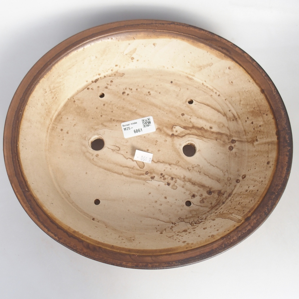 Ciotola per bonsai in ceramica 32 x 29 x 7 cm, marrone