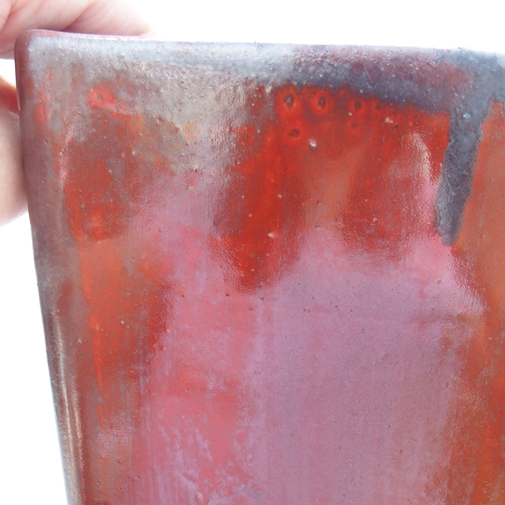 Ciotola per bonsai in ceramica 15 x 15 x 19 cm, colore rosso