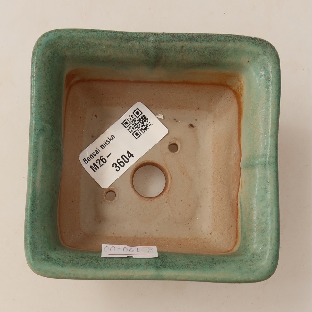 Vaso da bonsai in ceramica 9,5 x 9,5 x 5,5 cm, colore verde