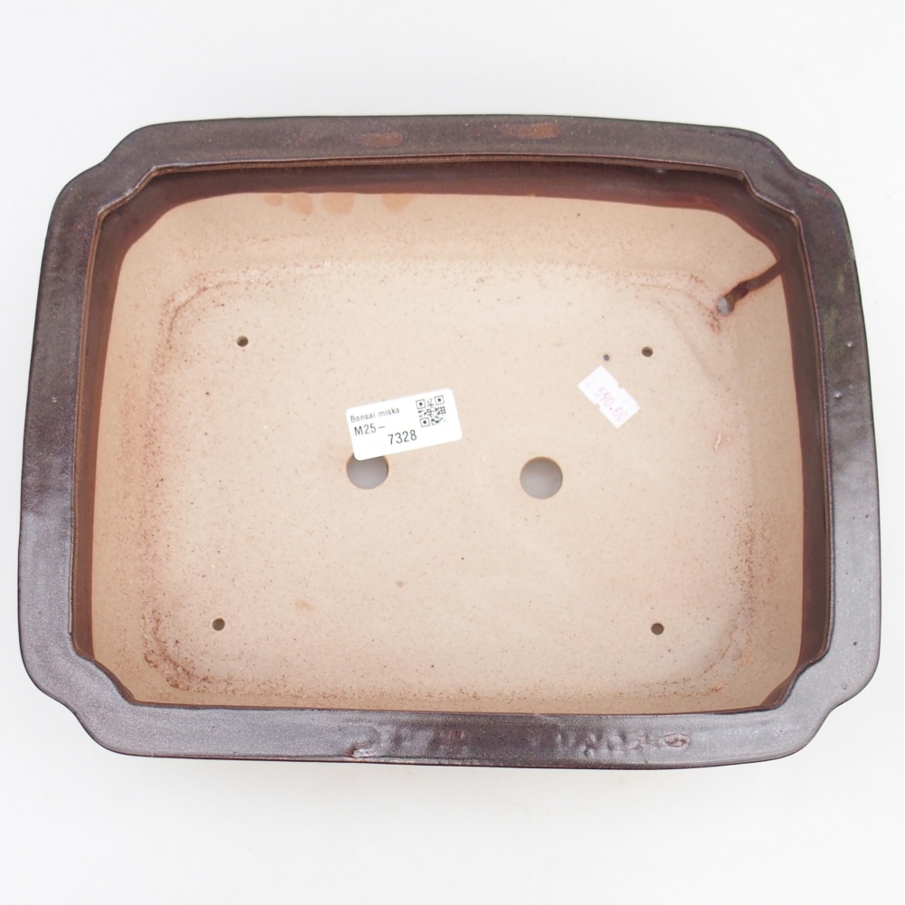 Ciotola per bonsai in ceramica 27,5 x 22 x 7 cm, marrone