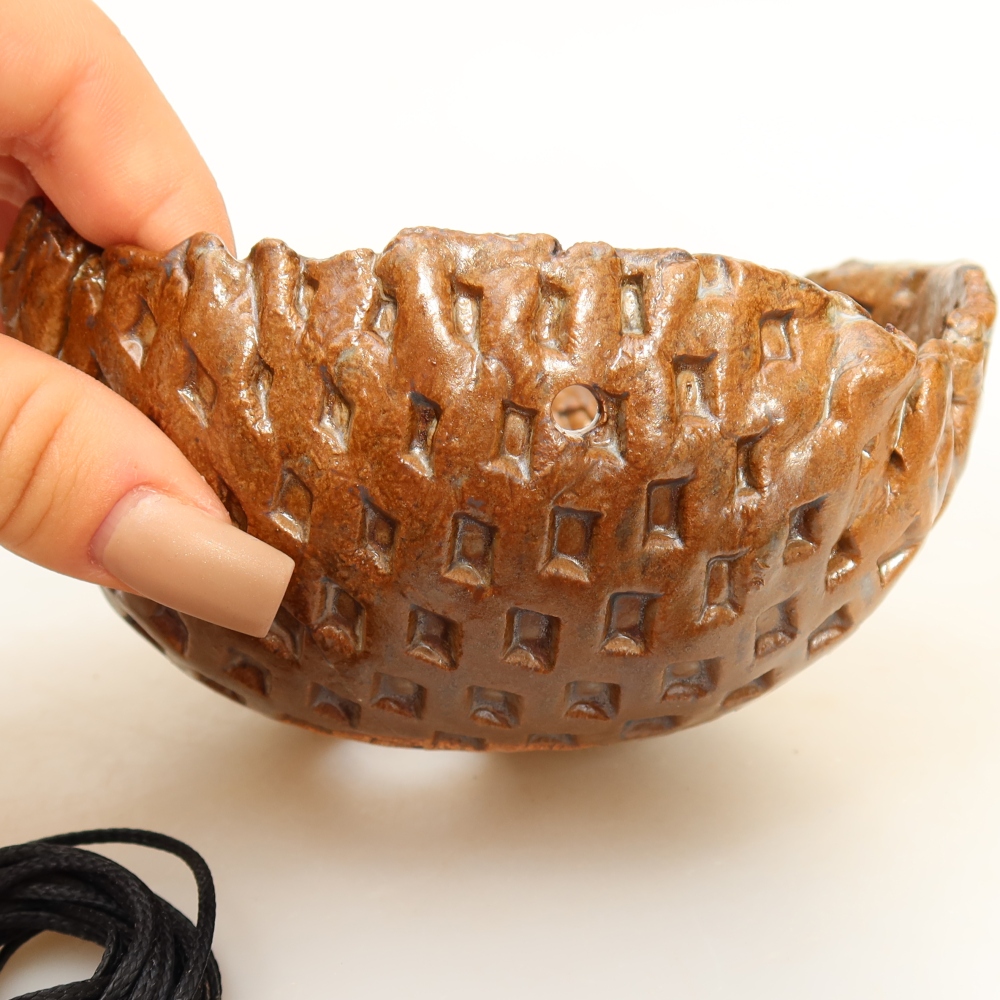 Contenitore in ceramica per Kokedama 12,5 x 11,5 x 7 cm, colore marrone