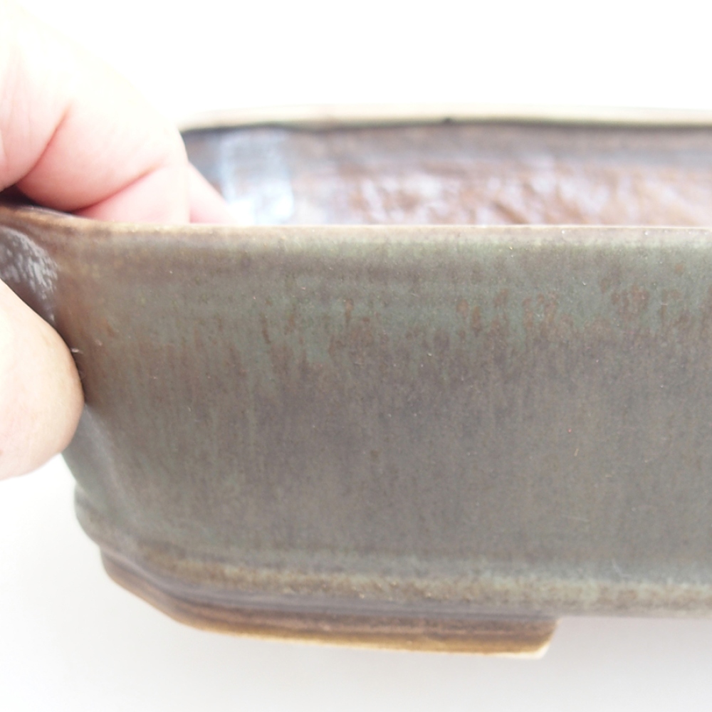 Ciotola per bonsai in ceramica 24 x 20,5 x 6 cm, verde